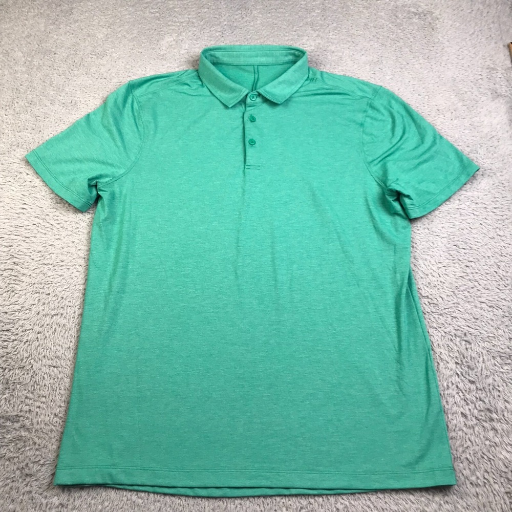 Lululemon Shirt Mens XL Teal Green Performance Short Sleeve Polo